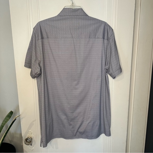 BUGATCHI performance Tech 8-Way Stretch Short Sleeve Button Front Shirt Size L - Picture 8 of 12